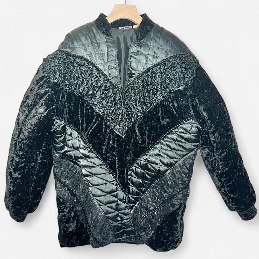 80s Vintage Coat quilted puffer patchwork JA Resort mobwife women Plus 1Xlarge
